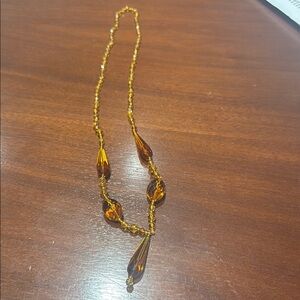 Elegant Gold and Brown Beaded Necklace